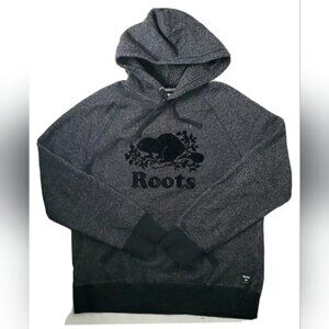 Roots Original UniseX Salt & Pepper  Hooded Sweatshirt Pullover Pocket Size L